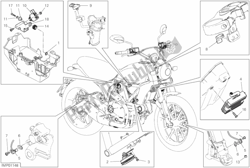 Toutes les pièces pour le 13d - Appareils électriques du Ducati Scrambler Icon Thailand USA 803 2019